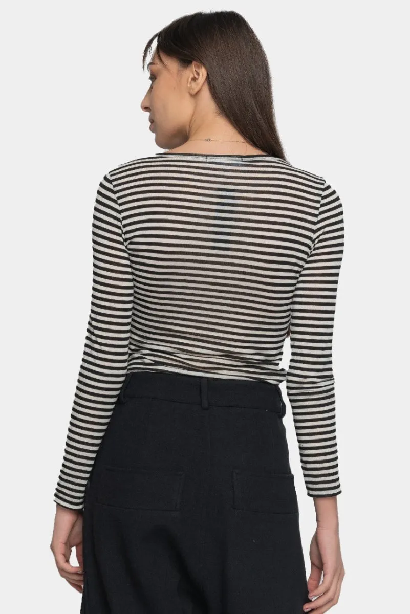 Striped Cashmere Blend Crewneck Top