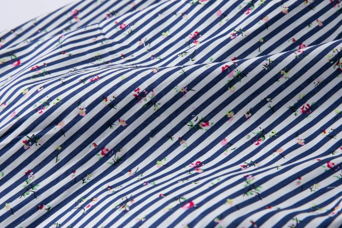 Striped Floral A-Line Skirt