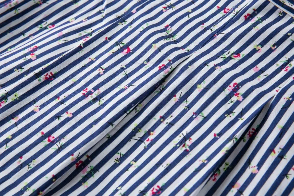 Striped Floral A-Line Skirt