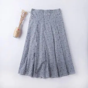 Striped Floral A-Line Skirt