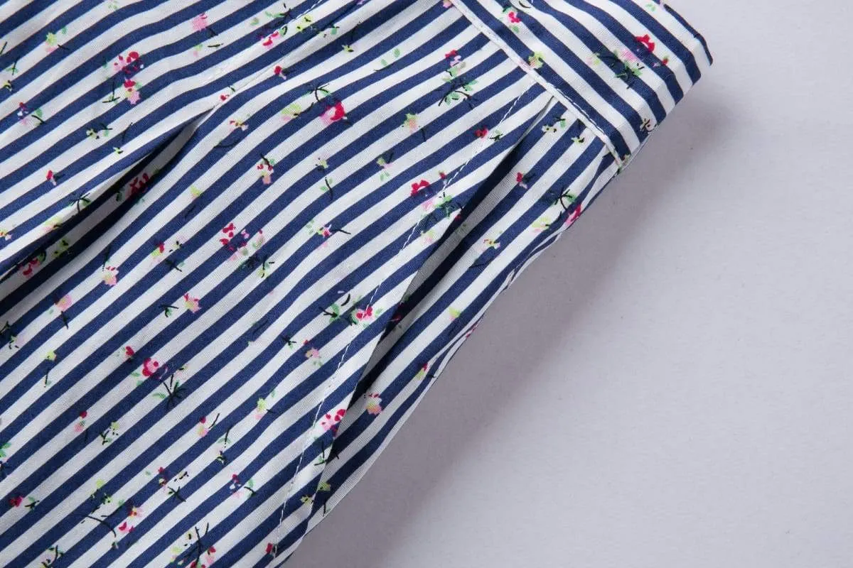 Striped Floral A-Line Skirt