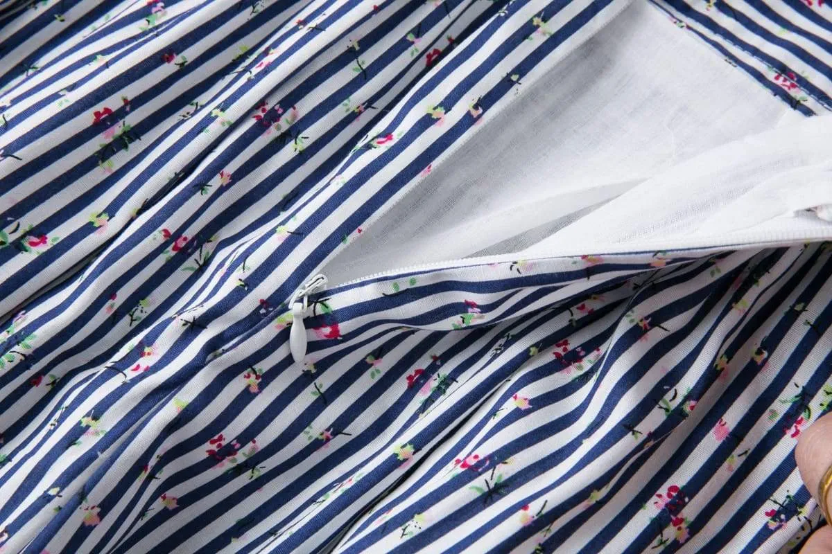 Striped Floral A-Line Skirt