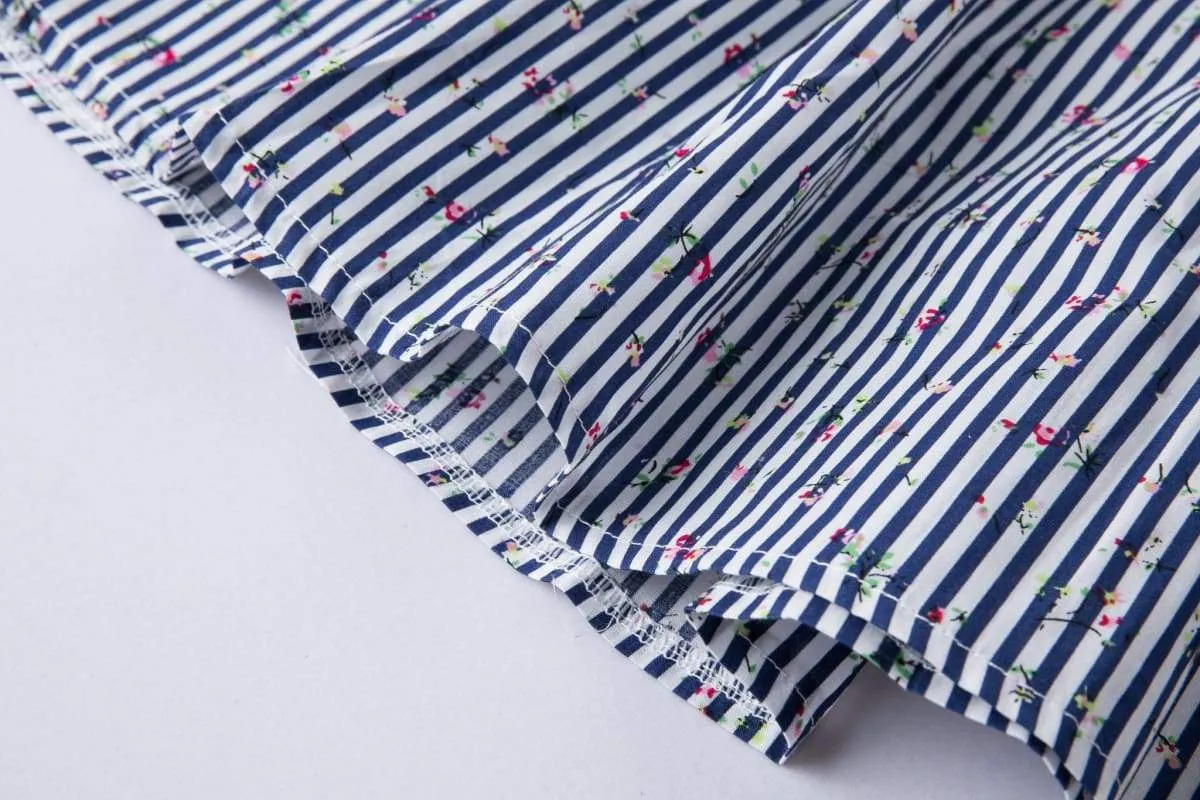 Striped Floral A-Line Skirt