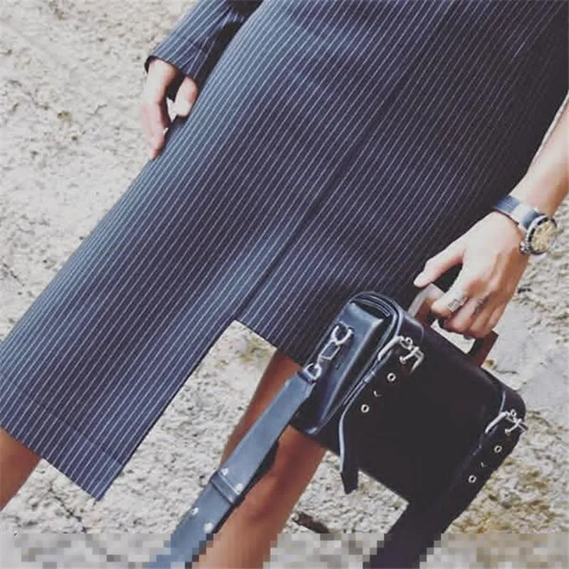 Striped One Shoulder Suspender High Waist Slim Bodycon Mini Dress