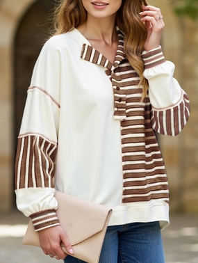 Striped loose casual sweatshirt ZeroWasteProduction Yarn Dyed Stripes