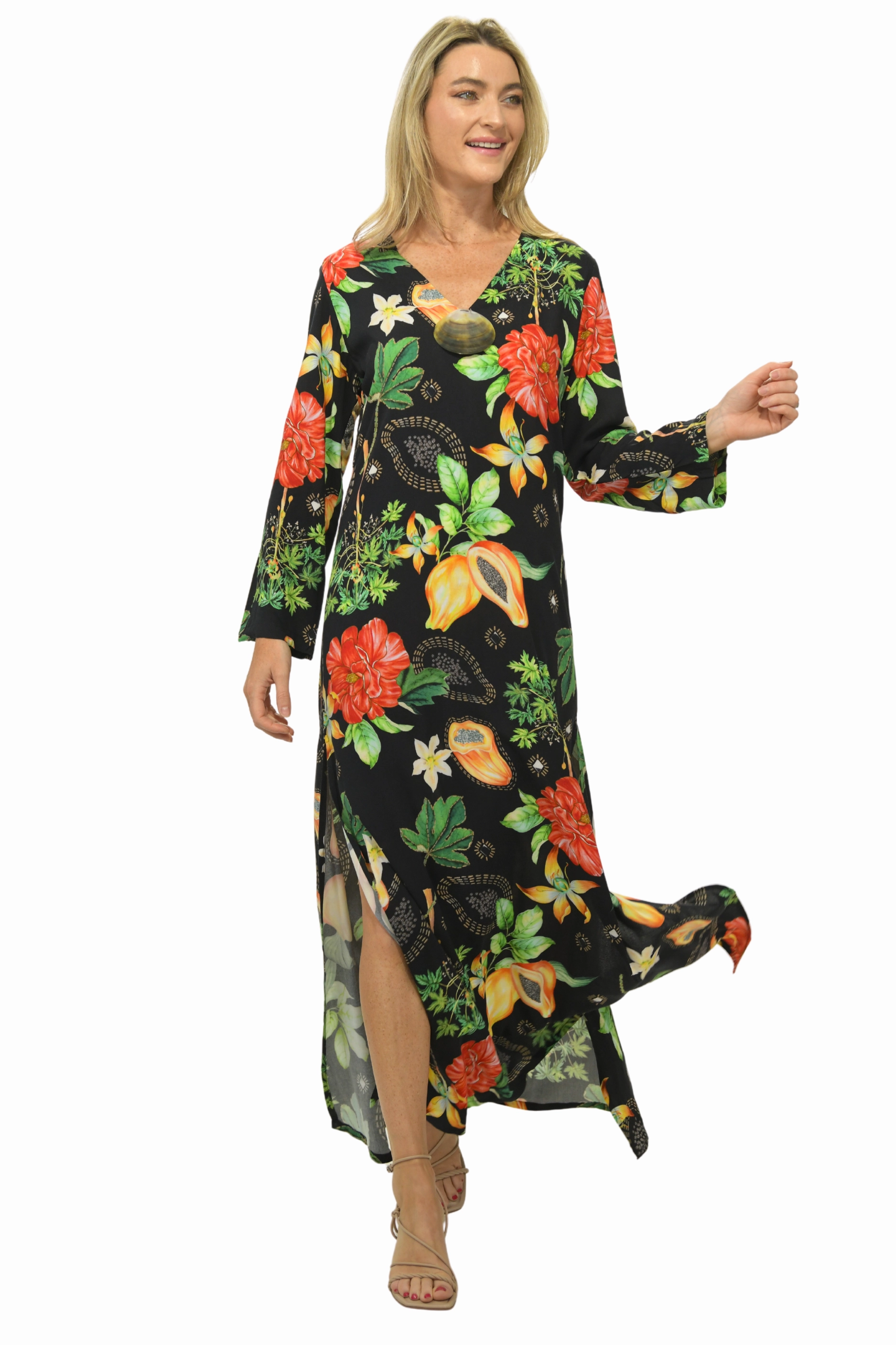 Seychelles Kaftan / Black Papaya Chic Layering Cool Finish