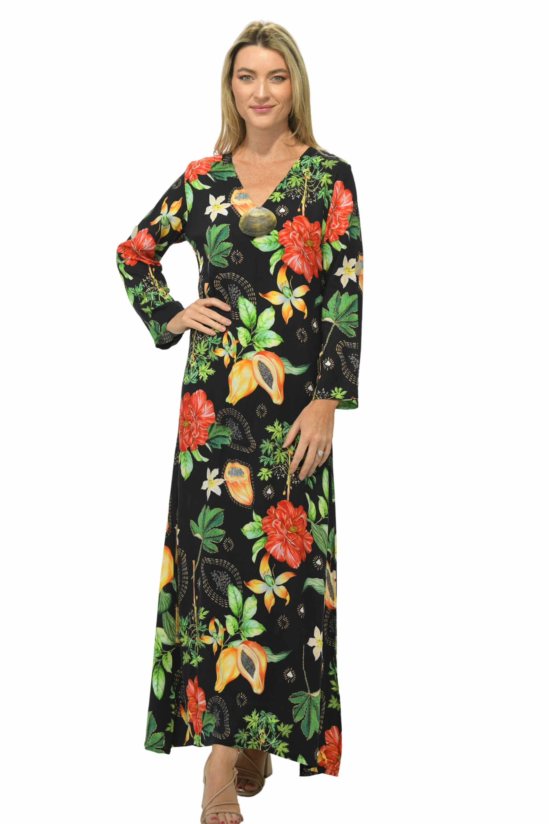 Warm-Layer Seychelles Kaftan / Black Papaya