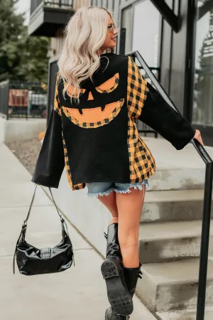 Ghostly Hour Jack-O-Lantern Face Top (Black) CrossGrain Fabric AdjustableHem