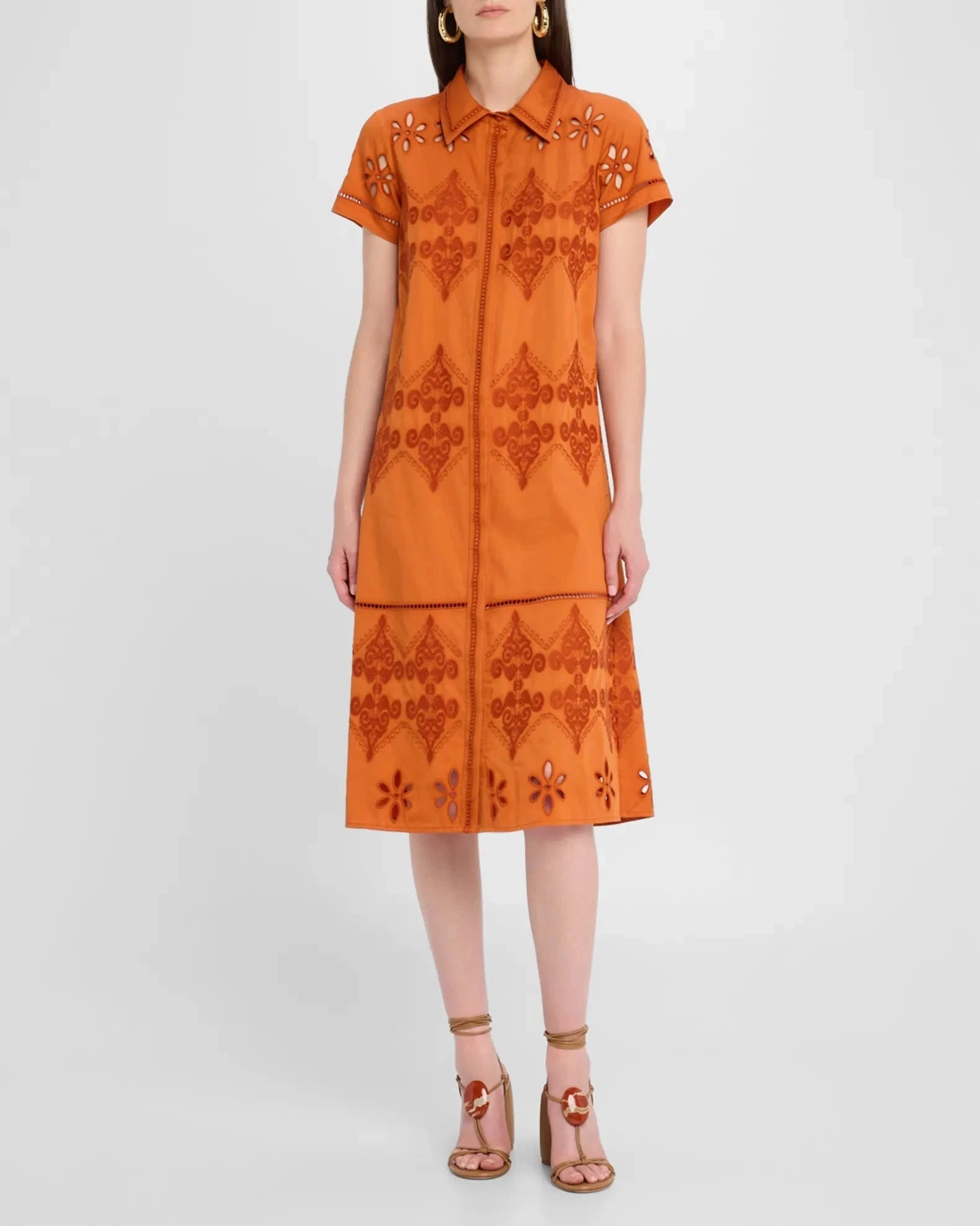 Eva Belted Midi Shirtdress Dress Burnt Sienna Work or Casual