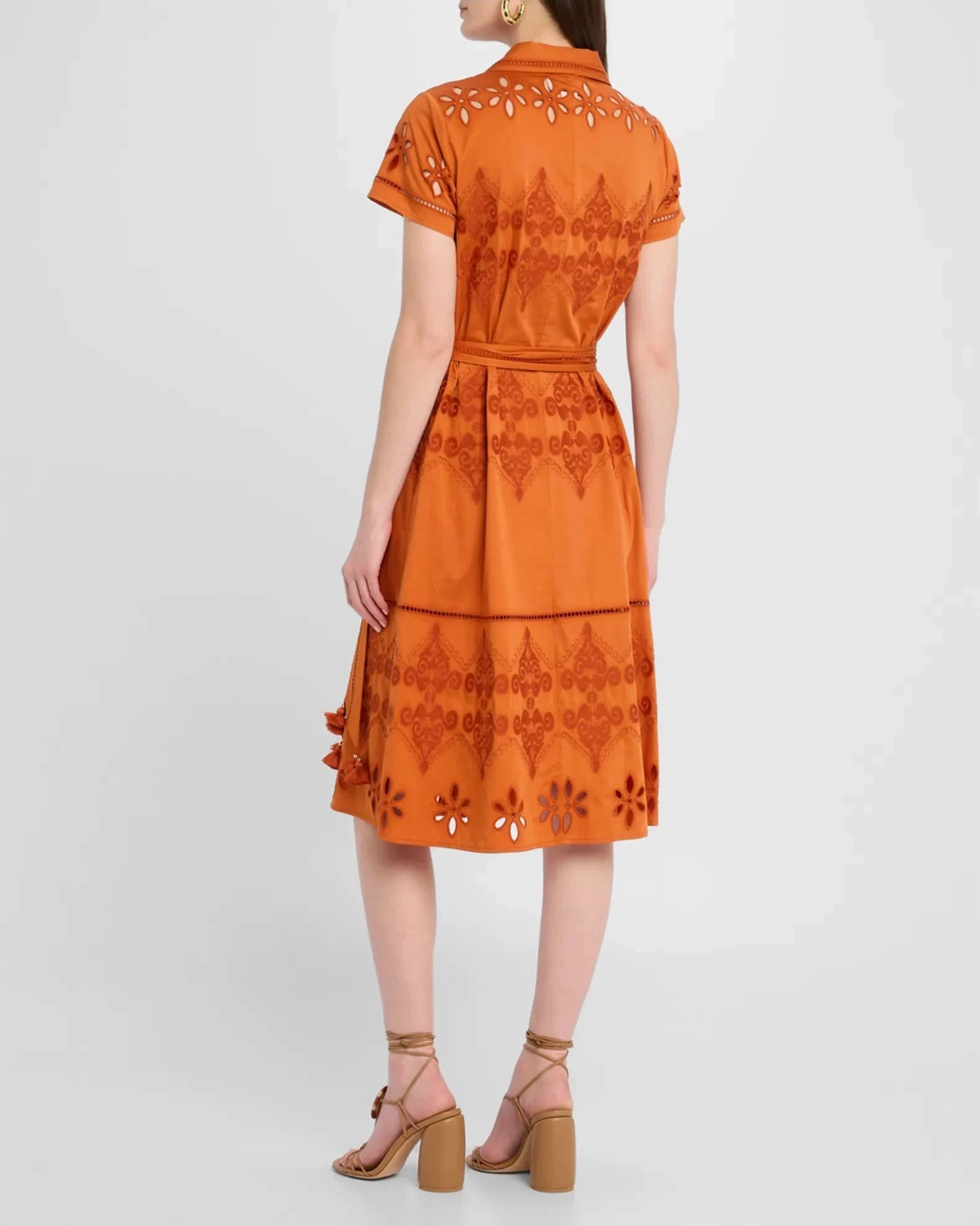 Eva Belted Midi Shirtdress Dress Burnt Sienna Machine-washable