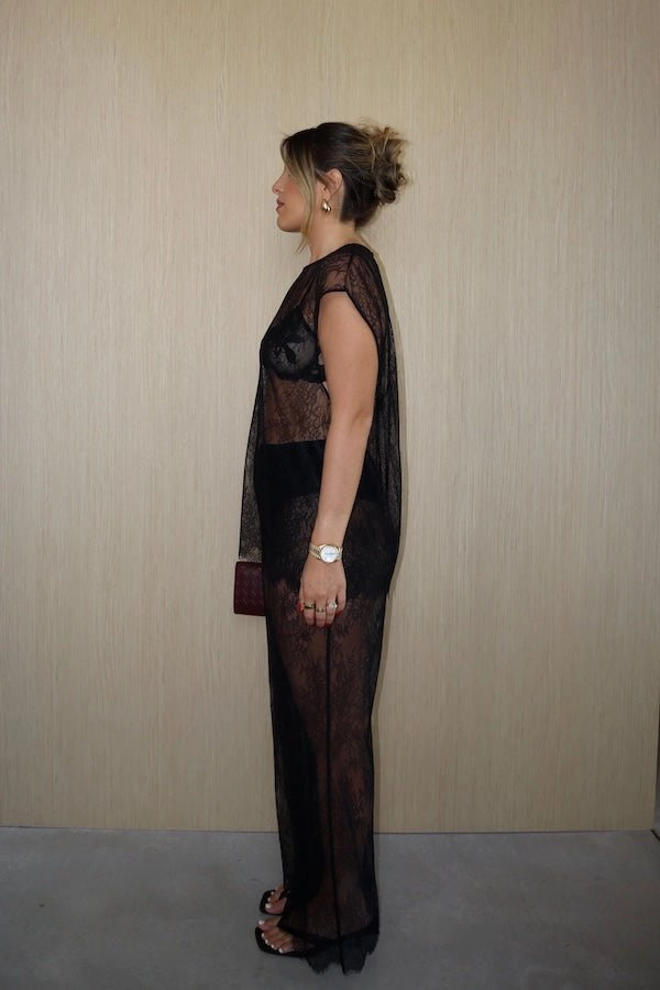 Jordi Lace Pant Black Relaxed Finish Soft-touch daywear