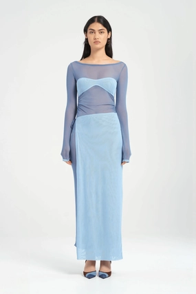 Hendrix Maxi Dress Ocean Button Accent Dreamy Layers