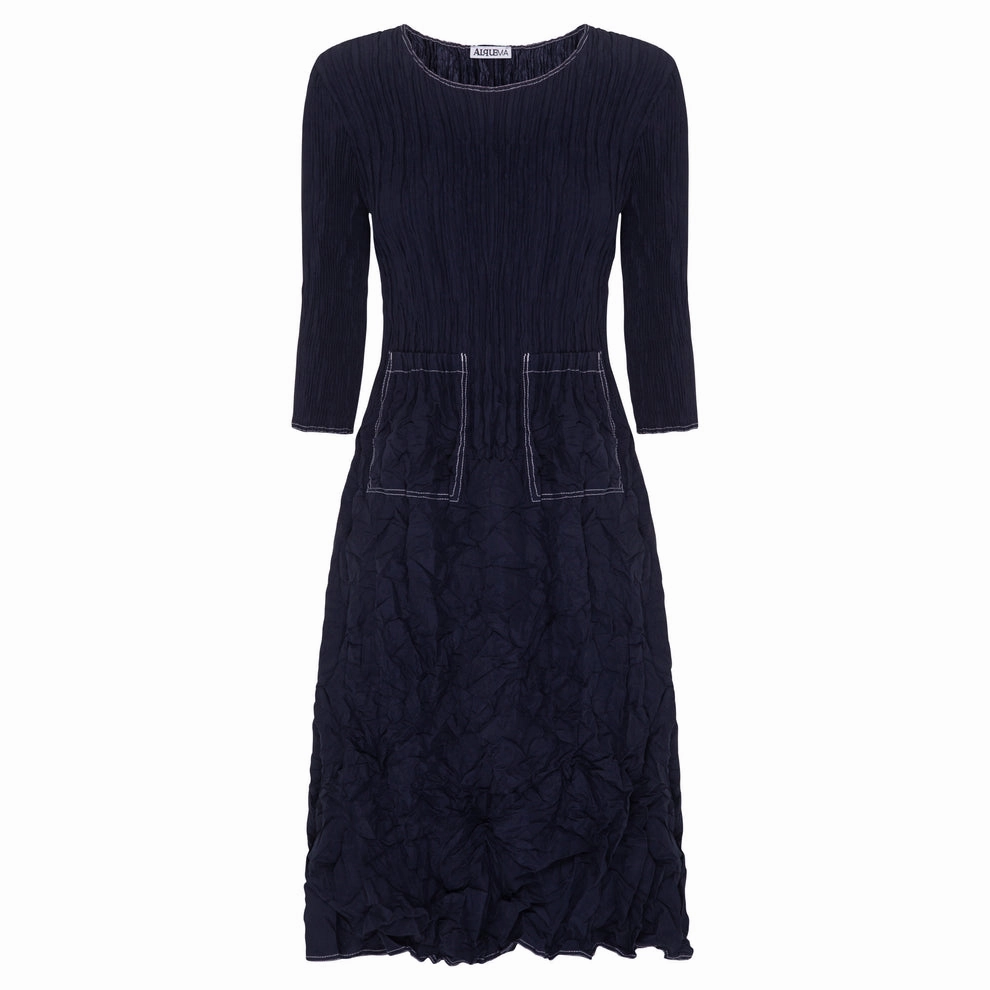 Fresh Fit Satin-Edge CONTRAST STITCH 3/4 SLV SMASH DRESS