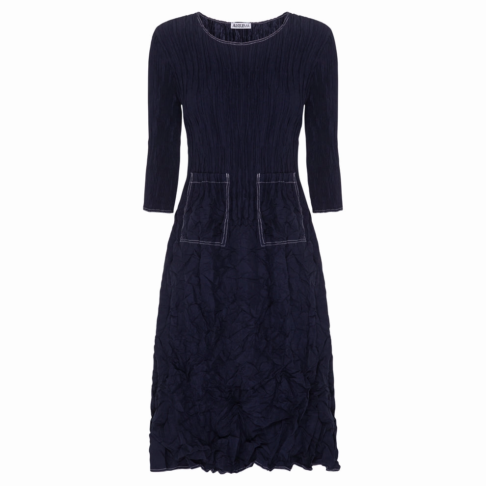 CONTRAST STITCH 3/4 SLV SMASH DRESS Gentle Shine