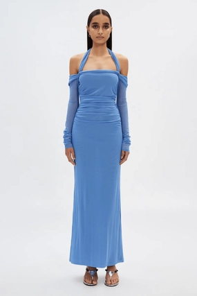 Linen Love The 'Sonnet' Mesh Dress Cornflower Blue