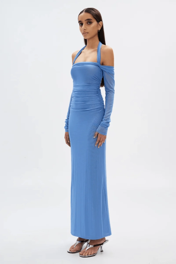 The 'Sonnet' Mesh Dress Cornflower Blue Charming Comfort
