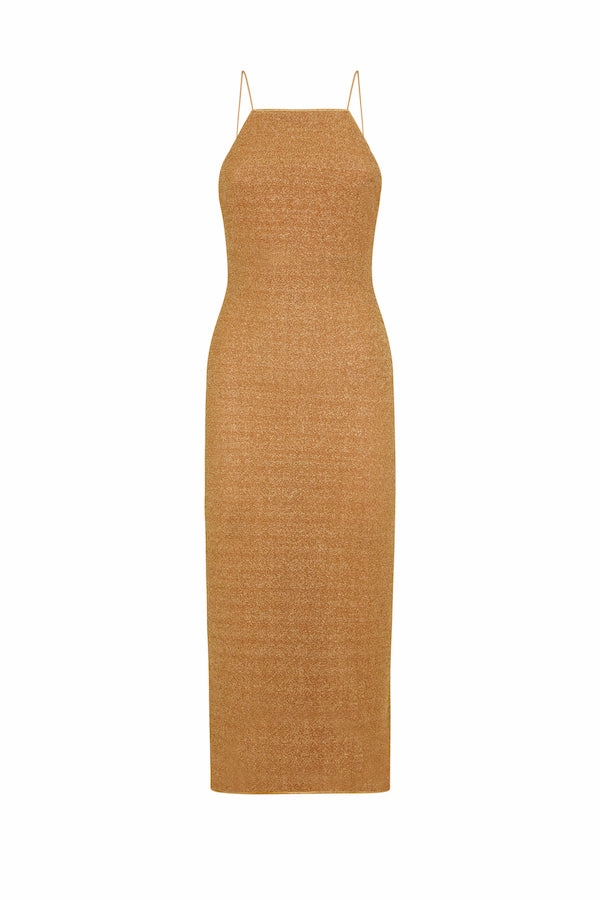 Lumiere Long Dress Toffee Gathered Skirt