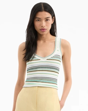 Carlin Striped Knit Tank Off-White Multi ContouredPanels