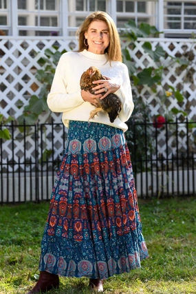 Midi length Fresh Fit Sundance Maxi Skirt / Orange Teal