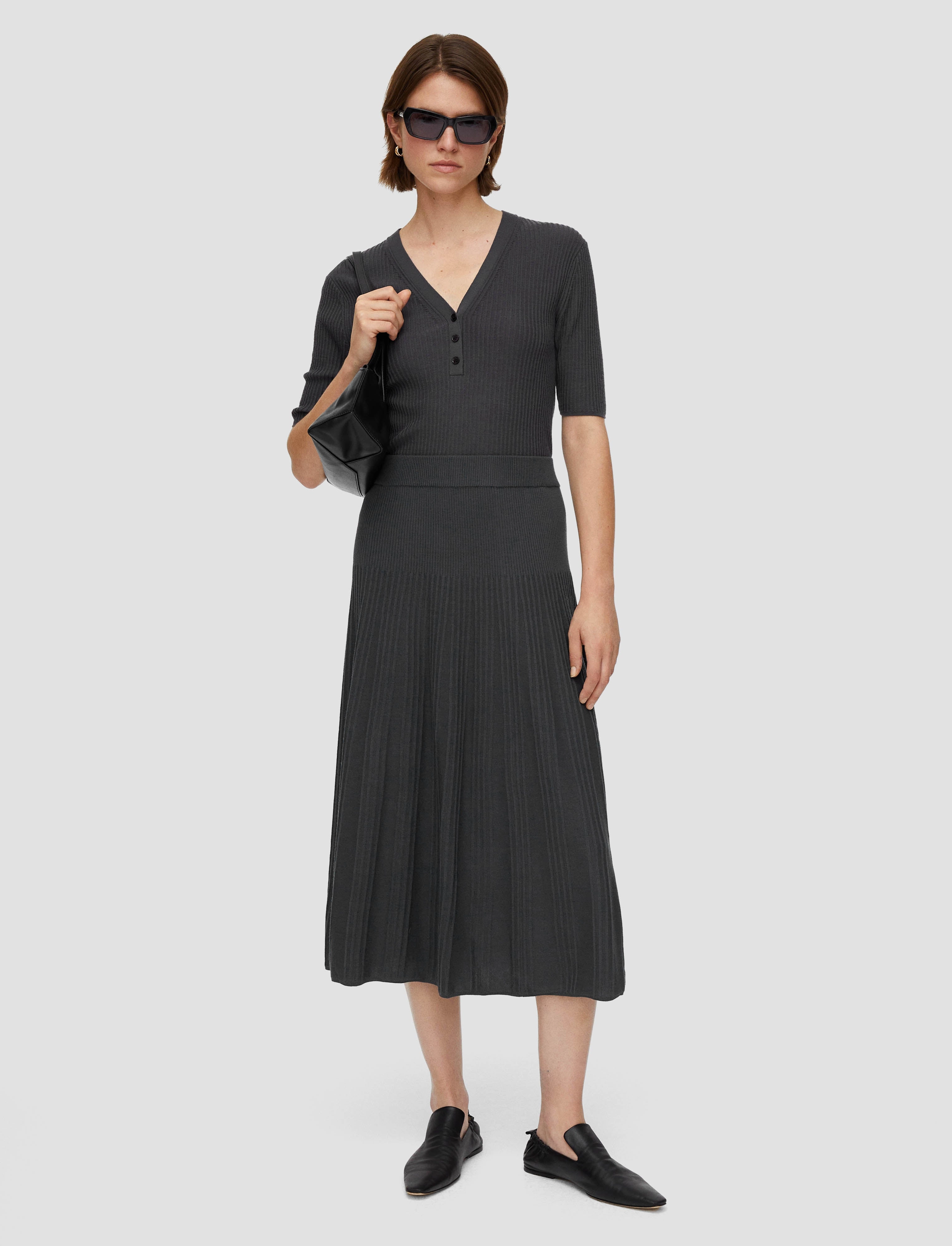 High Waist Merino Rib Skirt