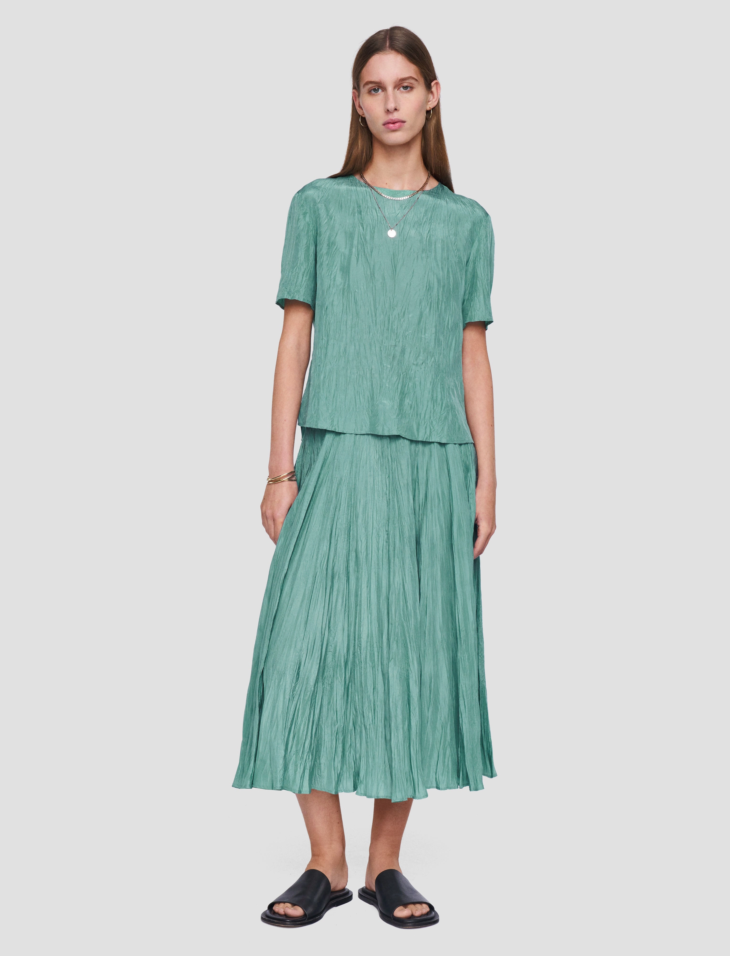 Sleek Detail Secure Closure Sully Habotai Silk Skirt