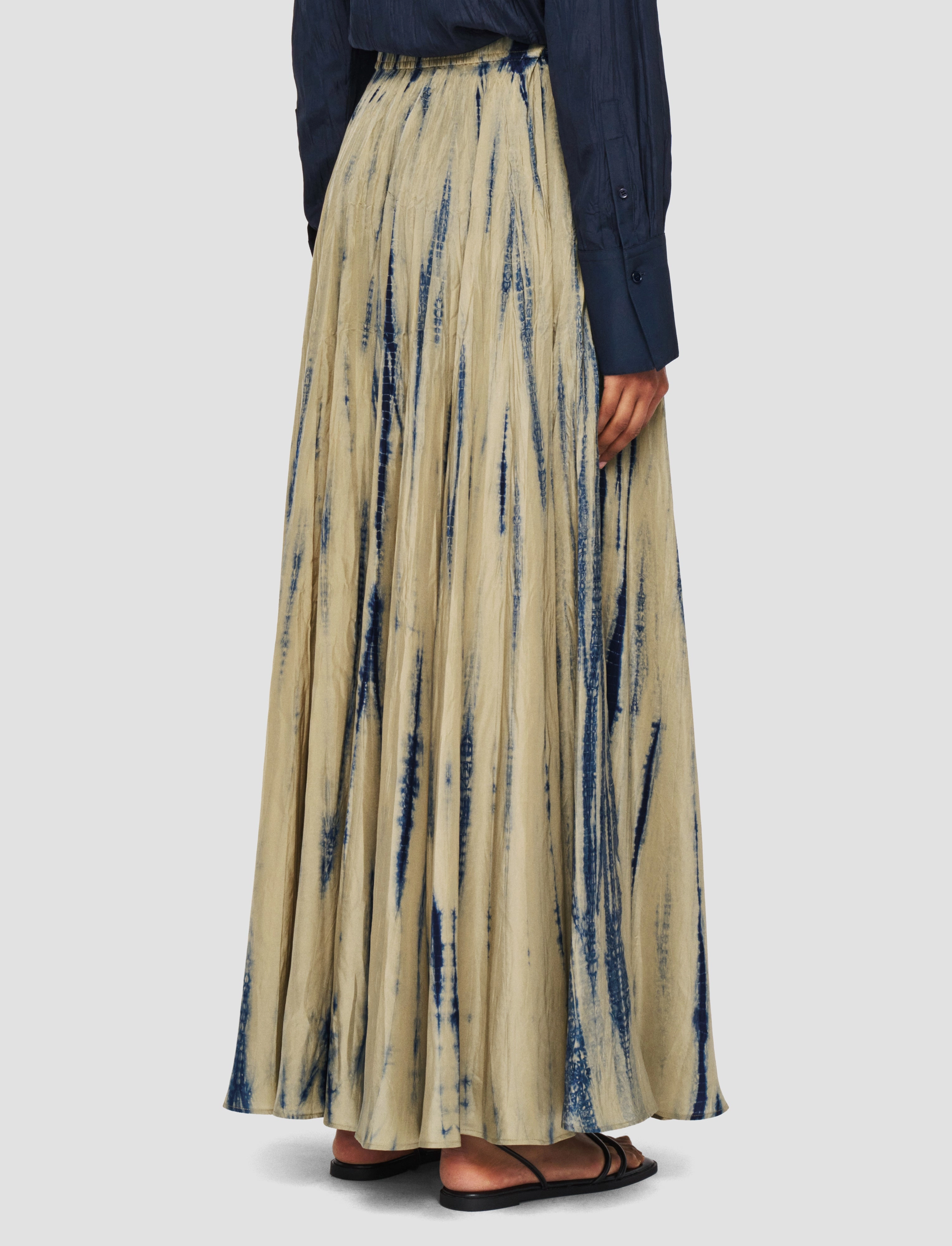 Sully Long Tie Dye Silk Maxi Skirt Semi Sheer