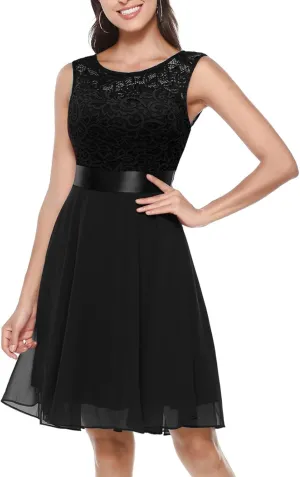 Summer Dresses for Women Floral Lace Fashion Casual Fit A Line Sleeveless Dresses for Women 2025 Swing Party Outfits