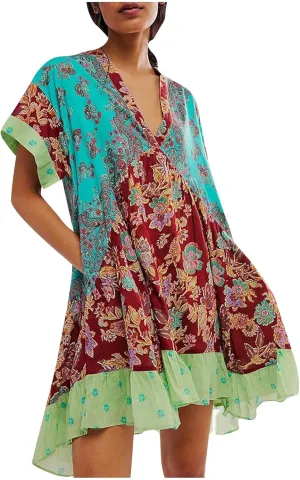 Summer Dresses for Women Hot Short Mini Dress Babydoll Dress Boho Floral Flowy Y2k Mini Sundresses 2025