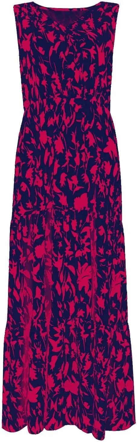 Summer Dresses Long Dresses Sleeveless Boho Dress Floral Dress Work Sun Dresses V Neck Maxi Dress Beach Vacation