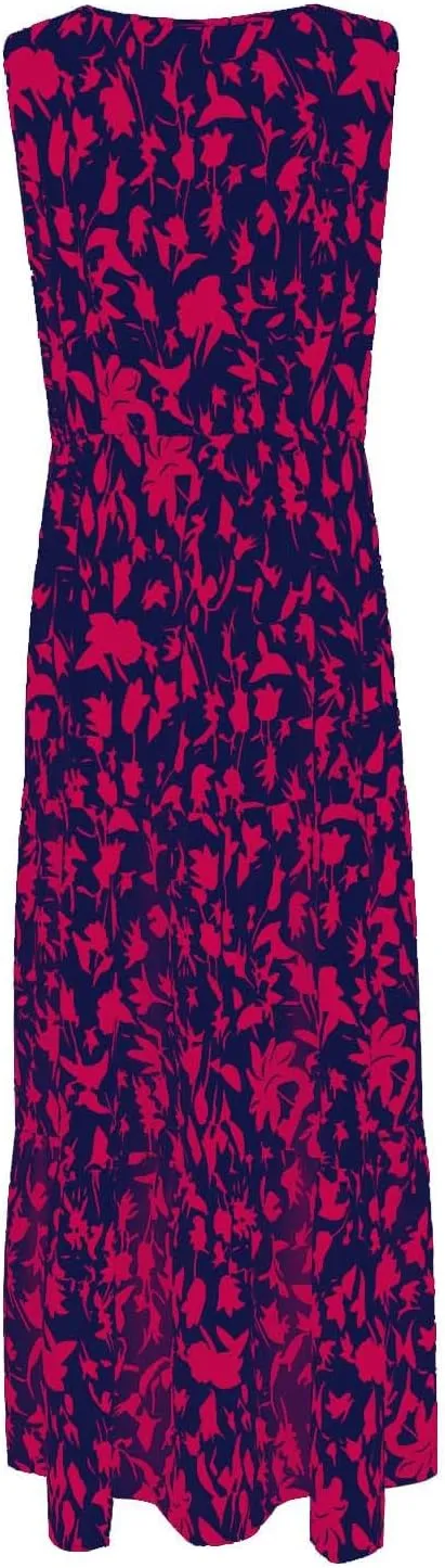 Summer Dresses Long Dresses Sleeveless Boho Dress Floral Dress Work Sun Dresses V Neck Maxi Dress Beach Vacation