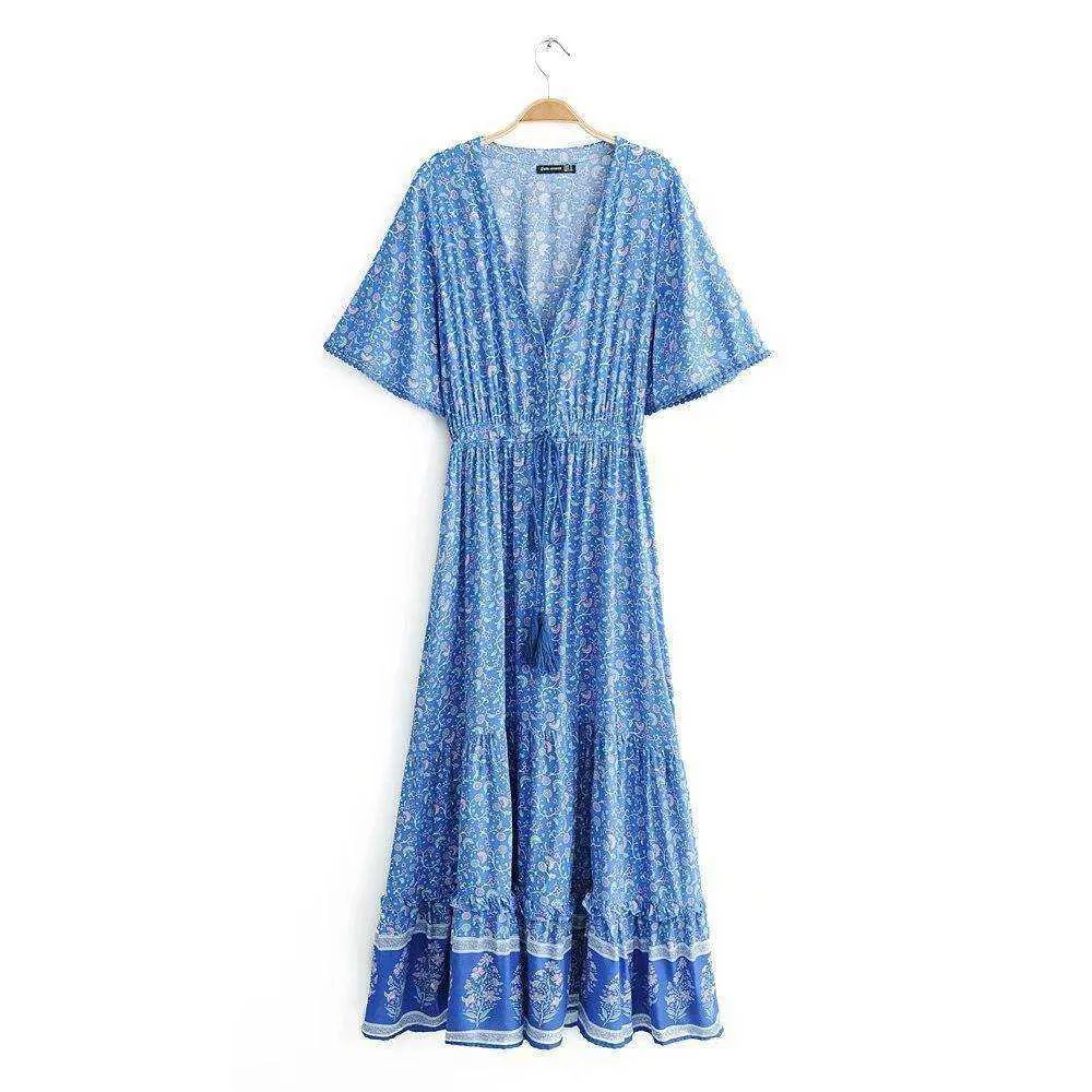 Summer V-Neck Bohemian Maxi Long Dress