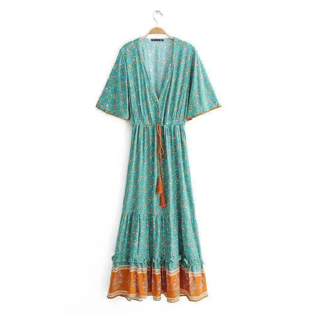 Summer V-Neck Bohemian Maxi Long Dress