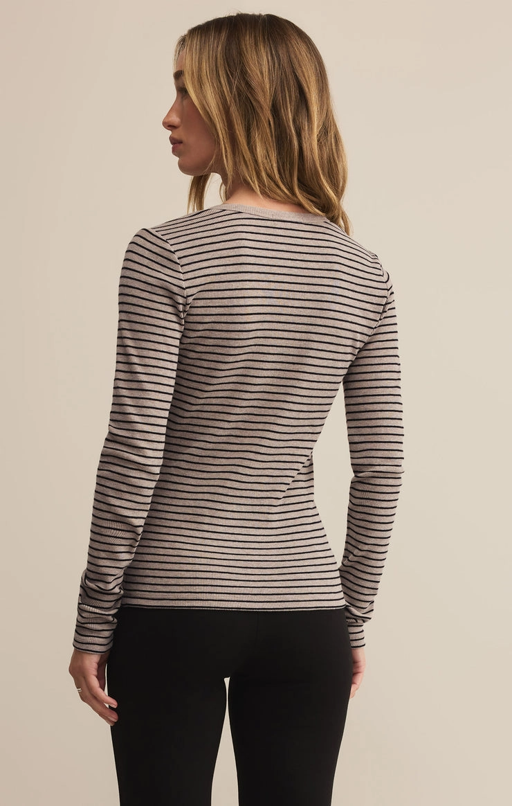 STELLA STRIPE HENLEY Cozy Sweater