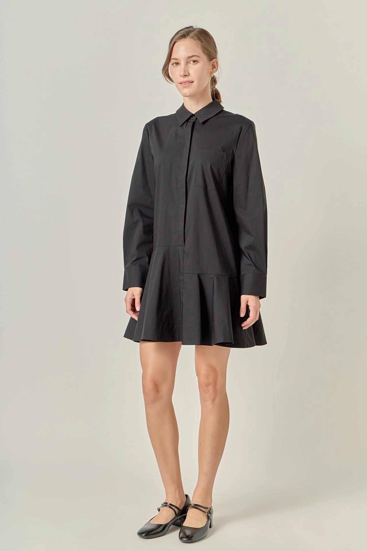 COLLAR FLARE SKIRT DRESS Nature Bloom