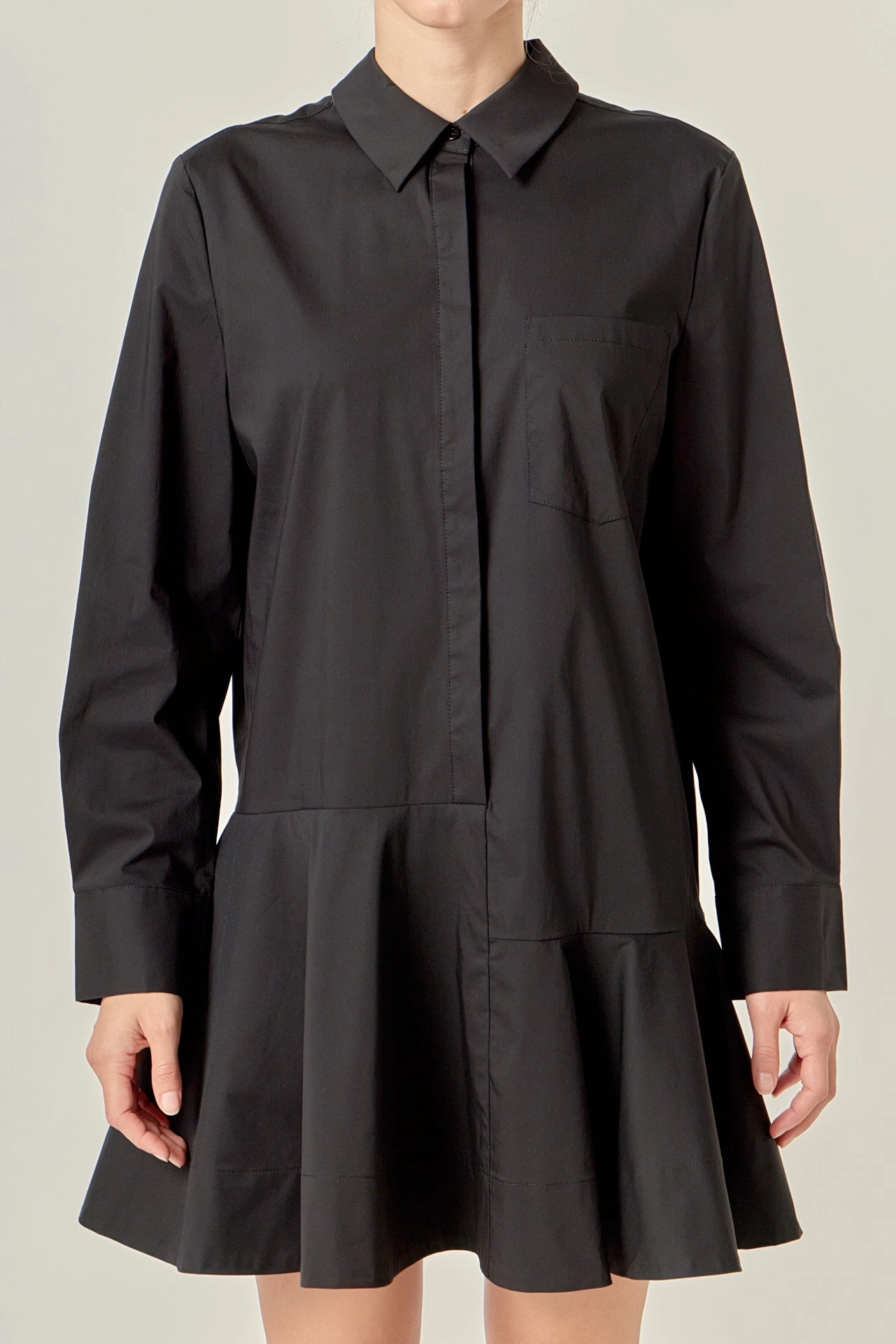 COLLAR FLARE SKIRT DRESS Relaxed Vibe Soft-touch daywear