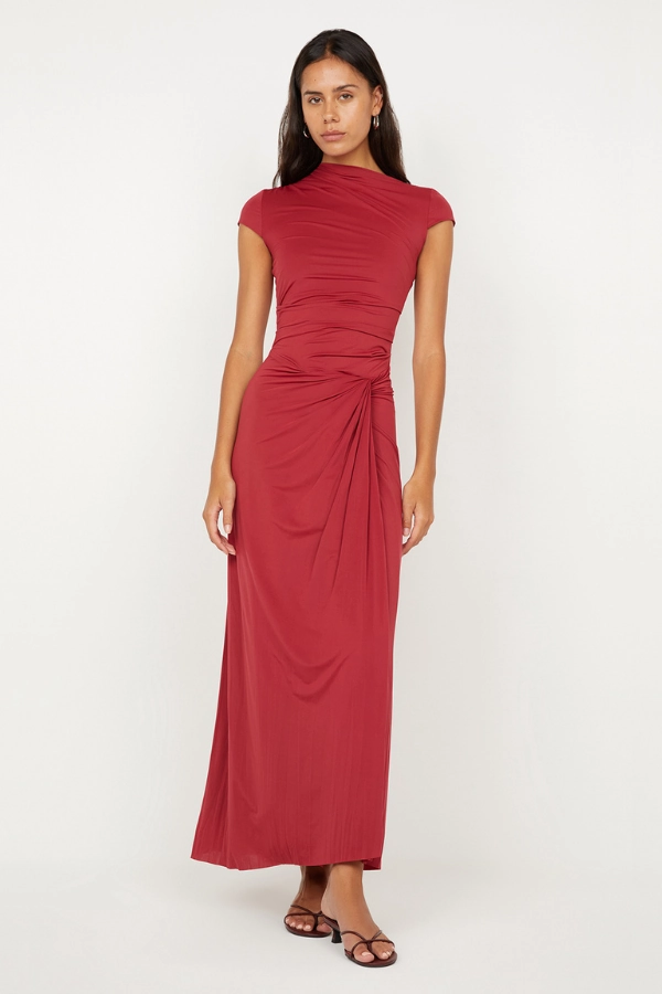 Susie Maxi Dress Cherry Balanced Shape Kimono-Sleeve