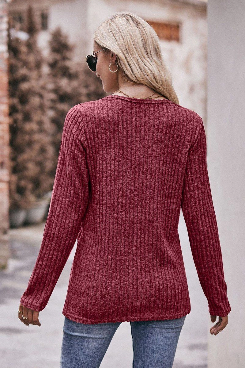 Anti Microbial Lining ROUND NECK SIDE BUTTONED LONG LENGTH KNIT TOP