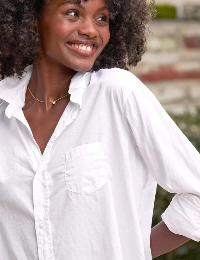 Eileen Relaxed Featherweight Button-Up Shirt White AllDayComfortFit Lightweight Blouse