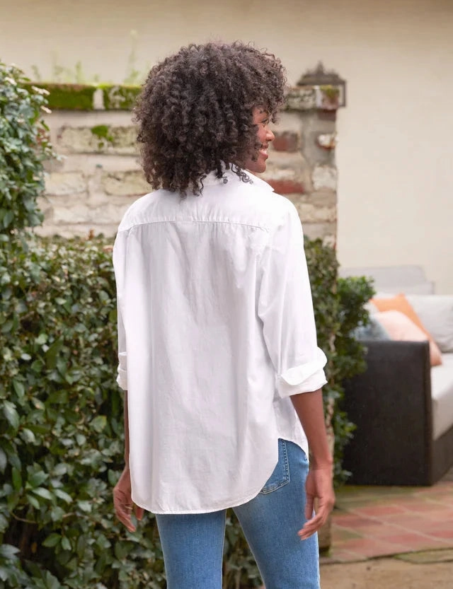 Wind Resistant Fabric Eileen Relaxed Featherweight Button-Up Shirt White