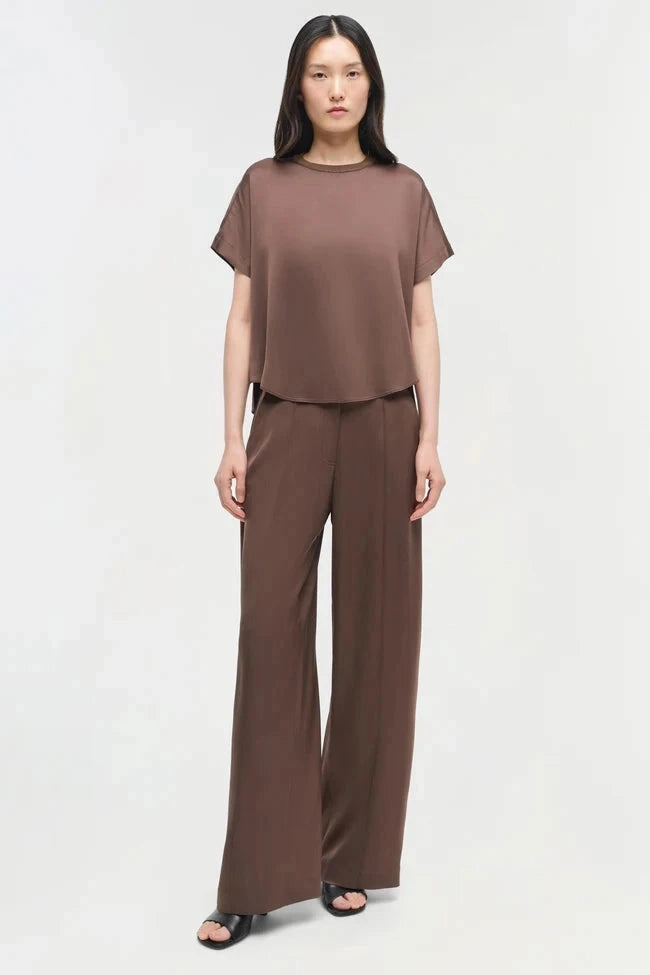Soft Touch Feel Reinforced Seam Technique Addy Satin T-Shirt Cocoa
