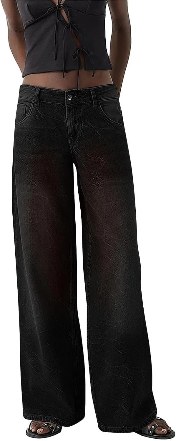 Sweatpants Jeans for Women 2024 High Waited Baggy Wide Leg Jeans Casual Y2k Pants Trendy Denim Pants with Pockets