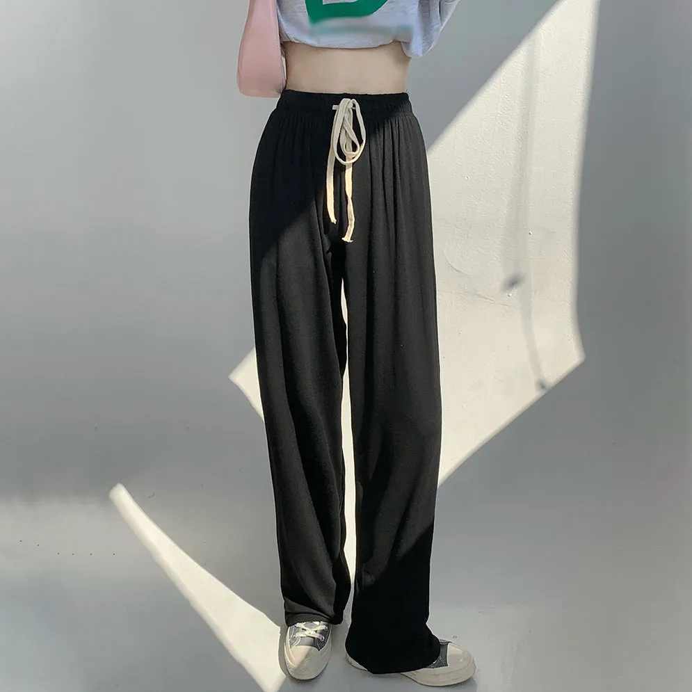 Sweatpants Straight High Waist Wide-Leg Pants