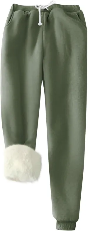 Sweatpants Women Winter Warm Fleece Lined Leggings Women Sherpa Active Running Jogger Pants Womens Fall Fashion 2024