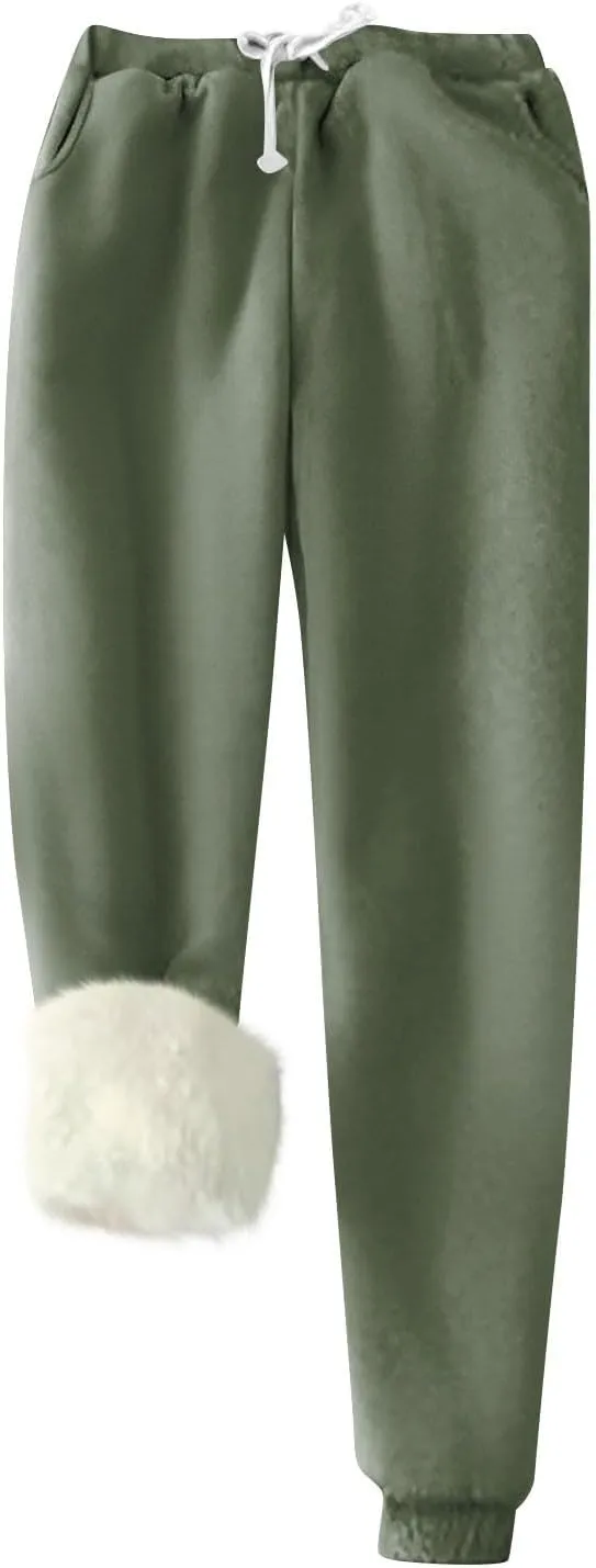 Sweatpants Women Winter Warm Fleece Lined Leggings Women Sherpa Active Running Jogger Pants Womens Fall Fashion 2024