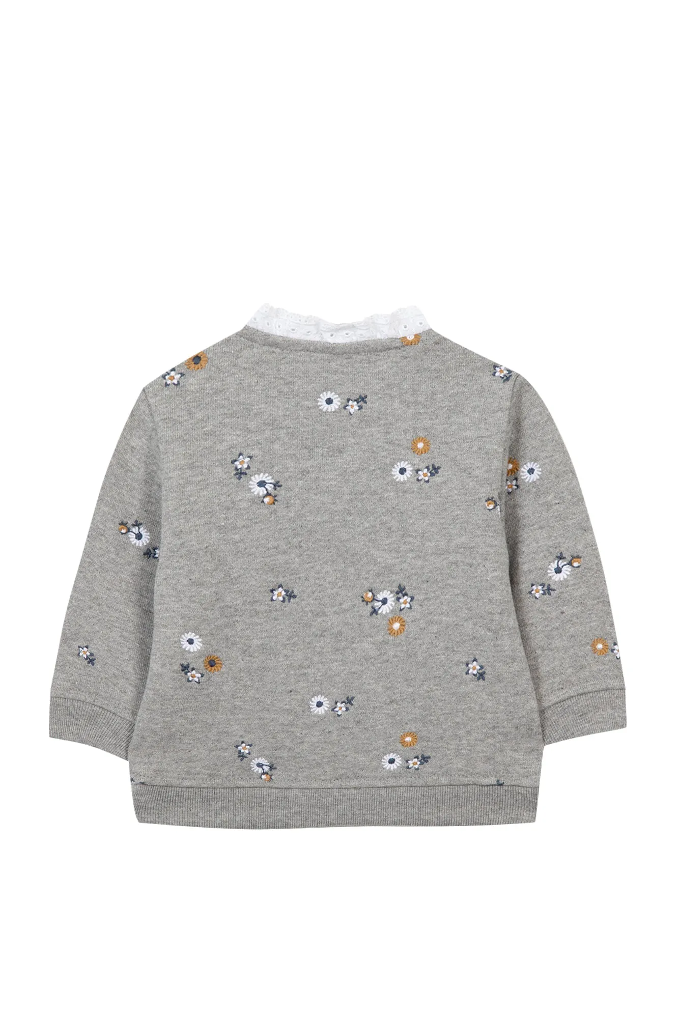 Sweatshirt - Grey marl with floral embroidery