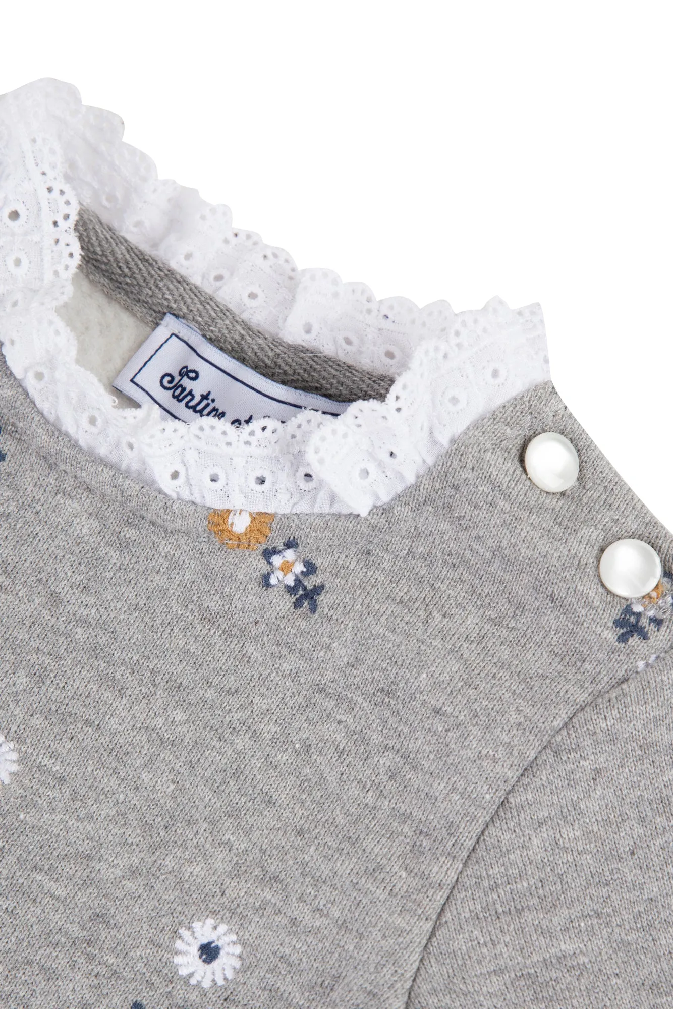 Sweatshirt - Grey marl with floral embroidery