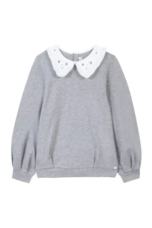 Sweatshirt - Grey with Peter Pan Collar