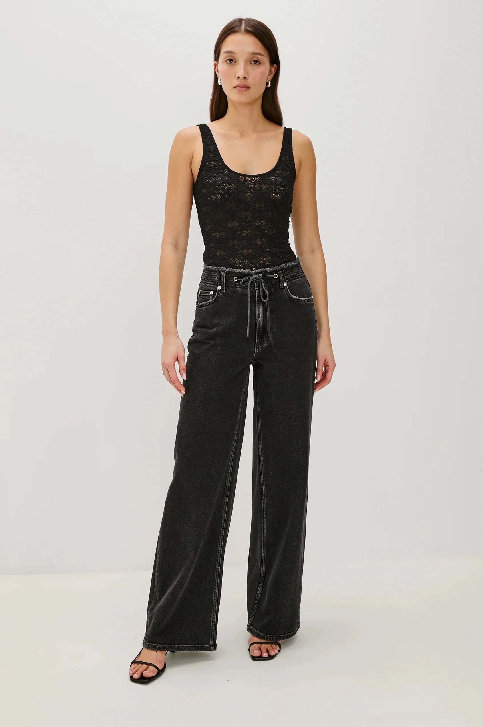 Fray Resistant Edges Bonded Seam Construction Donya Top Black Lace