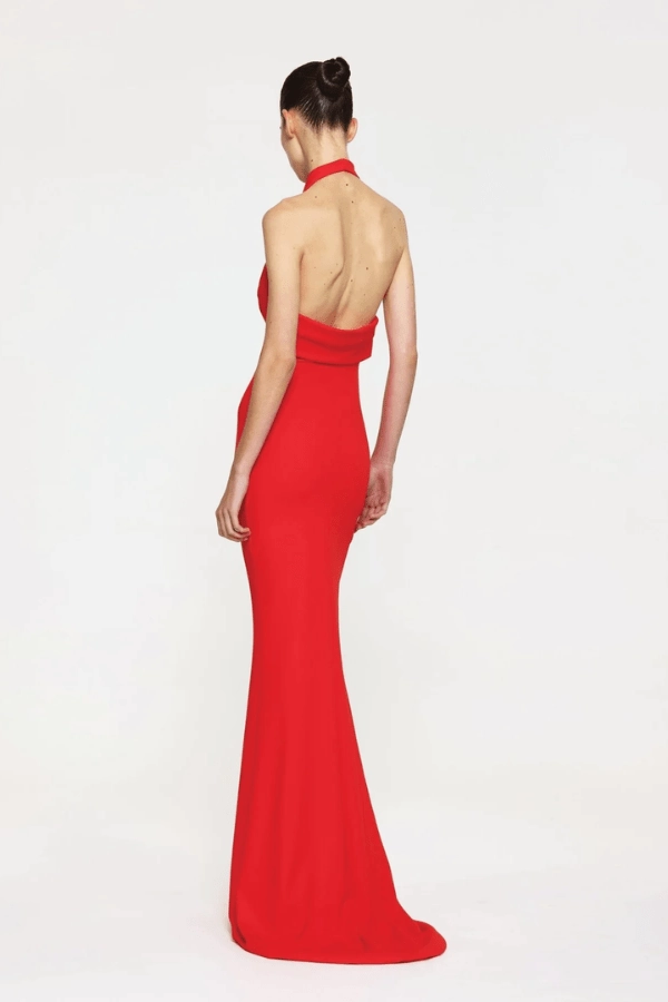 Sydney Gown Red Silky Shape Red Carpet
