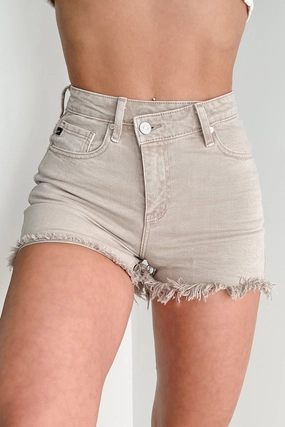 Sylvan High Rise 90's Crossover Kancan Denim Shorts (Tan) Move Free Day Fit